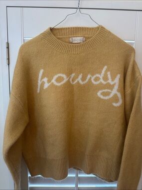 Women’s Howdy Appliqué Crewneck Sweater - Mustard Yellow - Altar’d State XS